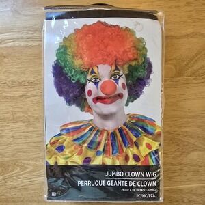 Jumbo Clown Wig Adult Size Multicolored Halloween Costume Cosplay Dress Up